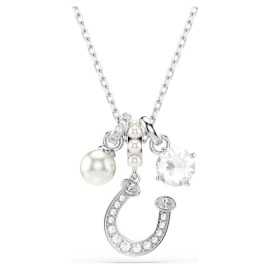 Swarovski Κολιέ Symbolica Crystal pearl, Στρογγυλή κοπή, Pavé, Πέταλο, Λευκό, Επιμετάλλωση ροδίου 5736247