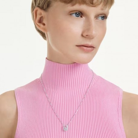 Swarovski Κολιέ Symbolica Crystal pearl, Στρογγυλή κοπή, Pavé, Πέταλο, Λευκό, Επιμετάλλωση ροδίου 5736972 