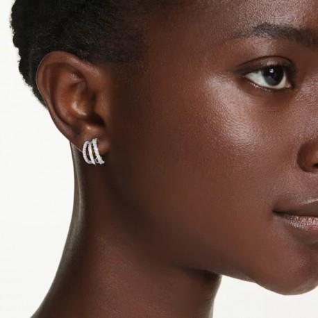 Swarovski Κρίκοι Hyperbola Στρογγυλή κοπή, Μίνι, Λευκά, Επιμετάλλωση ροδίου 5737110 