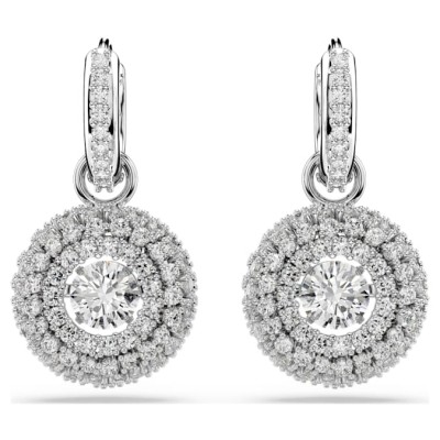 Swarovski Σκουλαρίκια Sublima Στρογγυλή κοπή, Λευκά, Επιμετάλλωση ροδίου 5738193