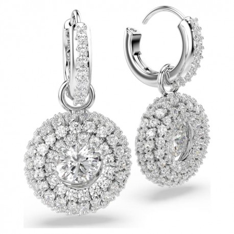 Swarovski Σκουλαρίκια Sublima Στρογγυλή κοπή, Λευκά, Επιμετάλλωση ροδίου 5738193 