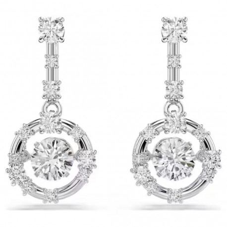 Swarovski Σκουλαρίκια-σταγόνα Constella Στρογγυλή κοπή, Dancing Stone, Λευκά, Επιμετάλλωση ροδίου 5738194 