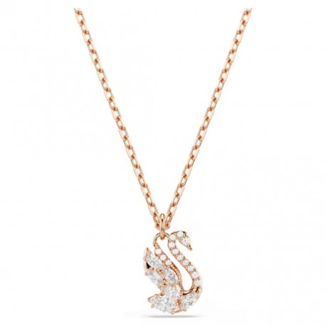 Swarovski Μενταγιόν Swan Μείξη κοπών, Κύκνος, Λευκό, Επιμετάλλωση σε ροζ χρυσαφί τόνο 5738203 
