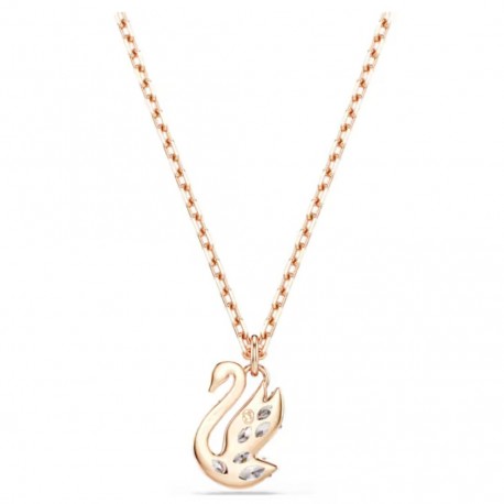 Swarovski Μενταγιόν Swan Μείξη κοπών, Κύκνος, Λευκό, Επιμετάλλωση σε ροζ χρυσαφί τόνο 5738203 