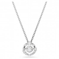 Swarovski Μενταγιόν Constella Στρογγυλή κοπή, Dancing Stone, Λευκό, Επιμετάλλωση ροδίου 5738247