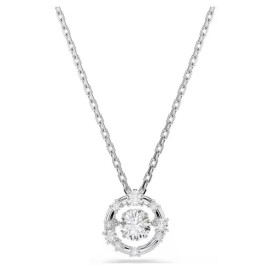 Swarovski Μενταγιόν Constella Στρογγυλή κοπή, Dancing Stone, Λευκό, Επιμετάλλωση ροδίου 5738247