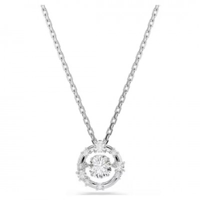 Swarovski Μενταγιόν Constella Στρογγυλή κοπή, Dancing Stone, Λευκό, Επιμετάλλωση ροδίου 5738247