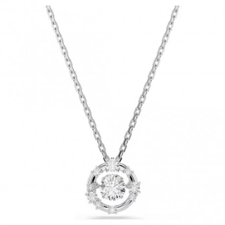 Swarovski Μενταγιόν Constella Στρογγυλή κοπή, Dancing Stone, Λευκό, Επιμετάλλωση ροδίου 5738247 