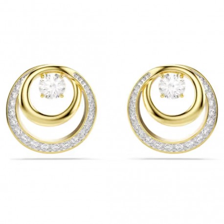 Swarovski Σκουλαρίκια Hyperbola Στρογγυλή κοπή, Λευκά, Επιμετάλλωση σε χρυσαφί τόνο 5740407 