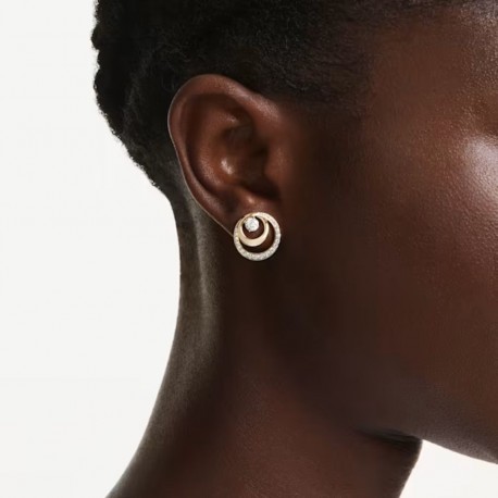 Swarovski Σκουλαρίκια Hyperbola Στρογγυλή κοπή, Λευκά, Επιμετάλλωση σε χρυσαφί τόνο 5740407 