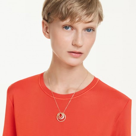 Swarovski Κολιέ Hyperbola Στρογγυλή κοπή, Λευκό, Επιμετάλλωση σε χρυσαφί τόνο 5740410 