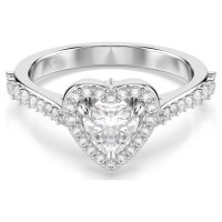 Swarovski Δαχτυλίδι Una Angelic Μείξη κοπών, Καρδιά, Λευκό, Επιμετάλλωση ροδίου 5744046