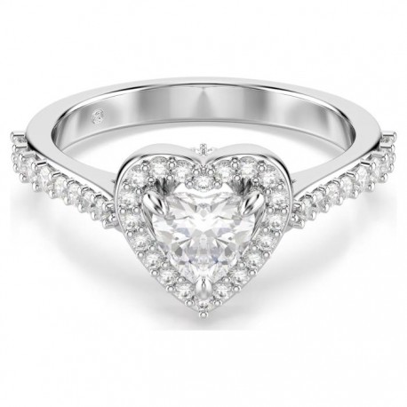 Swarovski Δαχτυλίδι Una Angelic Μείξη κοπών, Καρδιά, Λευκό, Επιμετάλλωση ροδίου 5744046 