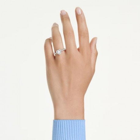 Swarovski Δαχτυλίδι Una Angelic Μείξη κοπών, Καρδιά, Λευκό, Επιμετάλλωση ροδίου 5744046 