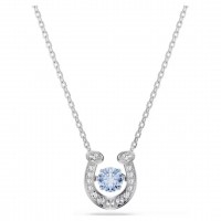 Swarovski Κολιέ Symbolica Στρογγυλή κοπή, Pavé, Πέταλο, Μπλε, Επιμετάλλωση ροδίου 5746562