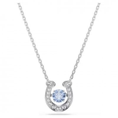 Swarovski Κολιέ Symbolica Στρογγυλή κοπή, Pavé, Πέταλο, Μπλε, Επιμετάλλωση ροδίου 5746562