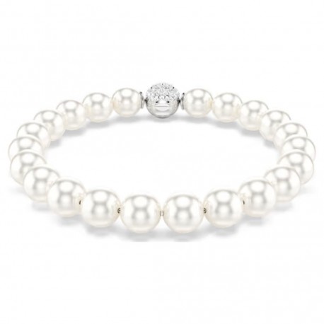 Swarovski Βραχιόλι Matrix Crystal pearl, Λευκό, Επιμετάλλωση ροδίου 5747747 