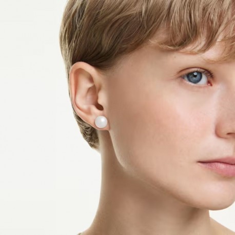 Swarovski Σκουλαρίκια Matrix Crystal pearl, Λευκά, Επιμετάλλωση ροδίου 5747752 