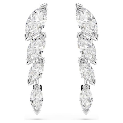 Swarovski Σκουλαρίκια Mesmera Κοπή Marquise, Λευκά, Επιμετάλλωση ροδίου 5748007
