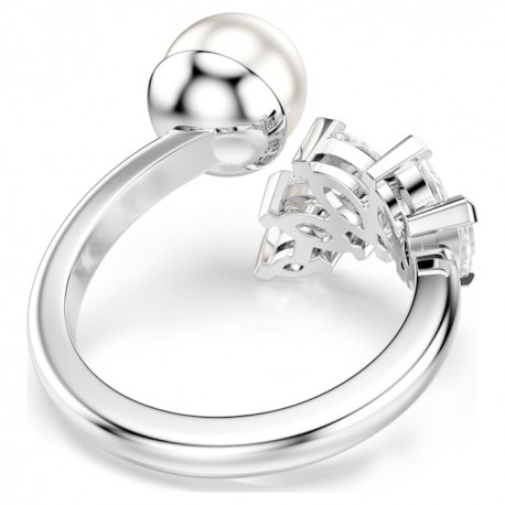 Swarovski Ανοιχτό δαχτυλίδι Mesmera Crystal pearl, Κοπή marquise, Λευκό, Επιμετάλλωση ροδίου 5748012 
