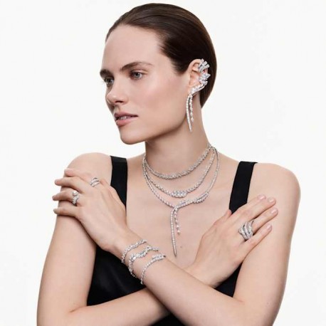 Swarovski Ανοιχτό δαχτυλίδι Mesmera Crystal pearl, Κοπή marquise, Λευκό, Επιμετάλλωση ροδίου 5748012 