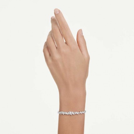 Swarovski Βραχιόλι Mesmera Κοπή Marquise, Λευκό, Επιμετάλλωση ροδίου 5748650 