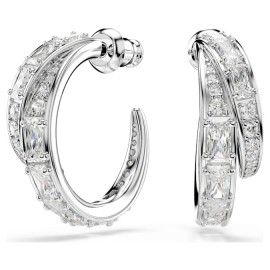 Swarovski Σκουλαρίκια Κρίκοι Vienna Μείξη κοπών, Λευκά, Επιμετάλλωση ροδίου 5749069