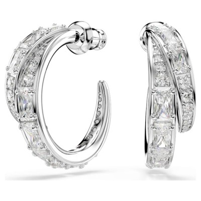 Swarovski Σκουλαρίκια Κρίκοι Vienna Μείξη κοπών, Λευκά, Επιμετάλλωση ροδίου 5749069