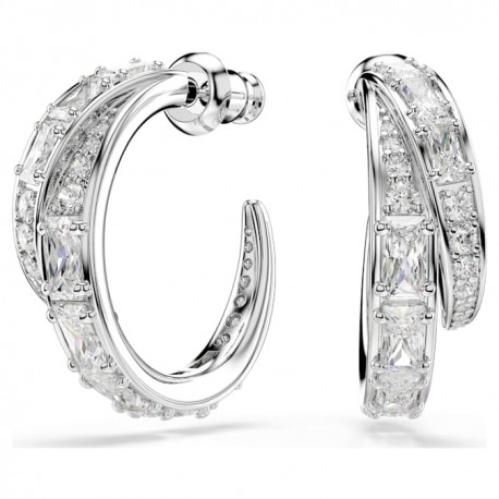 Swarovski Σκουλαρίκια Κρίκοι Vienna Μείξη κοπών, Λευκά, Επιμετάλλωση ροδίου 5749069 