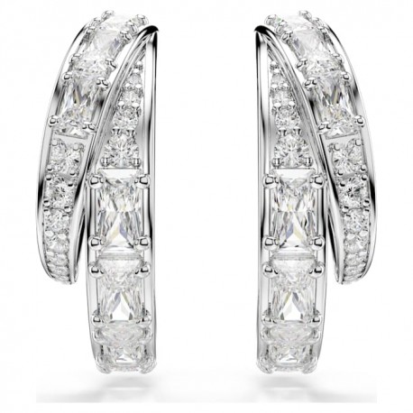 Swarovski Σκουλαρίκια Κρίκοι Vienna Μείξη κοπών, Λευκά, Επιμετάλλωση ροδίου 5749069 