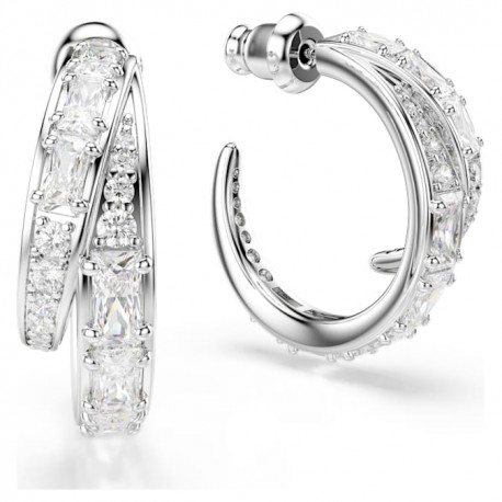 Swarovski Σκουλαρίκια Κρίκοι Vienna Μείξη κοπών, Λευκά, Επιμετάλλωση ροδίου 5749069 