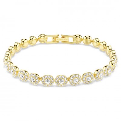 Swarovski Βραχιόλι Una Angelic Στρογγυλή κοπή, Λευκό, Επιμετάλλωση σε χρυσαφί τόνο 5749386