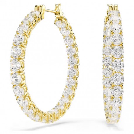 Swarovski Κρίκοι Matrix Στρογγυλή κοπή, Λευκά, Επιμετάλλωση σε χρυσαφί τόνο 5750620 