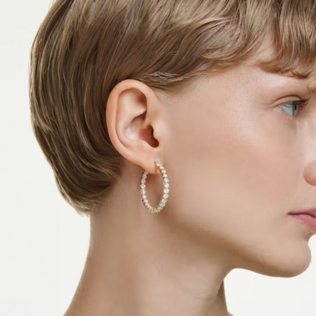Swarovski Κρίκοι Matrix Στρογγυλή κοπή, Λευκά, Επιμετάλλωση σε χρυσαφί τόνο 5750620 