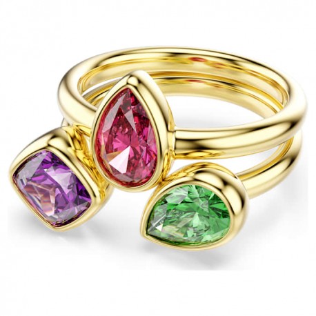 Swarovski Δαχτυλίδι Imber Σετ (2), Μείξεις κοπών, Πολύχρωμο, Φινίρισμα με χρυσό 18 καρατίων 5753279 