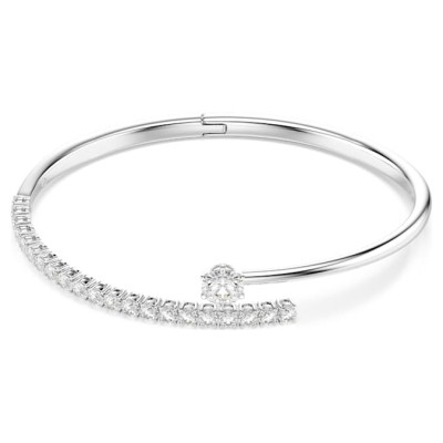 Swarovski Βραχιόλι Matrix Στρογγυλή κοπή, Λευκό, Επιμετάλλωση ροδίου 5753571