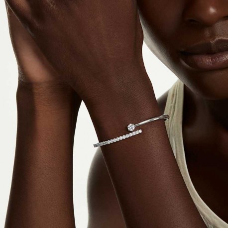 Swarovski Βραχιόλι Matrix Στρογγυλή κοπή, Λευκό, Επιμετάλλωση ροδίου 5753571 
