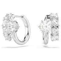 Swarovski Σκουλαρίκια Κρίκοι Matrix Στρογγυλή κοπή, Λευκά, Επιμετάλλωση ροδίου 5753572