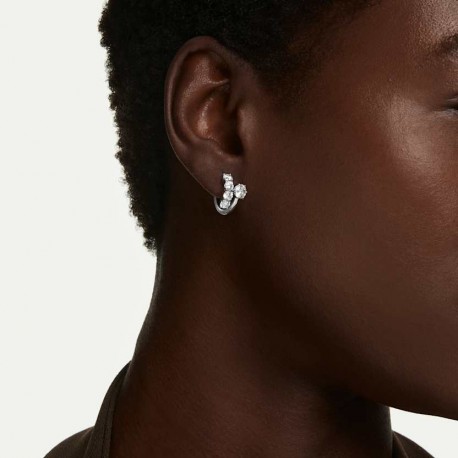Swarovski Σκουλαρίκια Κρίκοι Matrix Στρογγυλή κοπή, Λευκά, Επιμετάλλωση ροδίου 5753572 