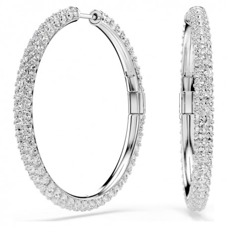 Swarovski Σκουλαρίκια Κρίκοι Dextera Στρογγυλή κοπή, Λευκά, Επιμετάλλωση ροδίου 5754156 