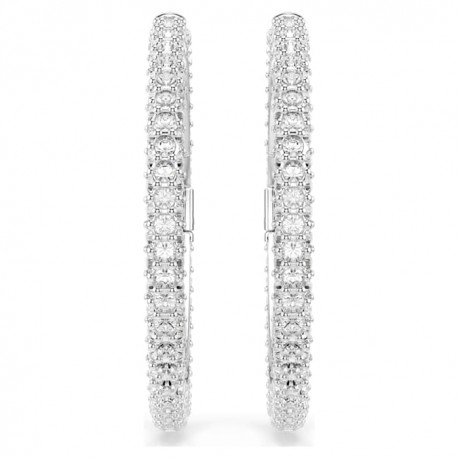 Swarovski Σκουλαρίκια Κρίκοι Dextera Στρογγυλή κοπή, Λευκά, Επιμετάλλωση ροδίου 5754156 