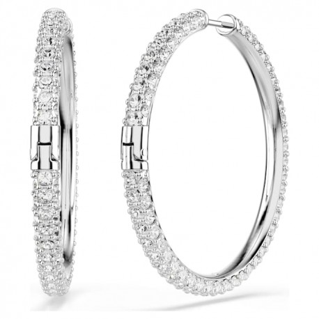 Swarovski Σκουλαρίκια Κρίκοι Dextera Στρογγυλή κοπή, Λευκά, Επιμετάλλωση ροδίου 5754156 