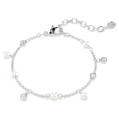 Swarovski Βραχιόλι Imber Crystal pearl, Στρογγυλή κοπή, Λευκό, Επιμετάλλωση ροδίου 5754242