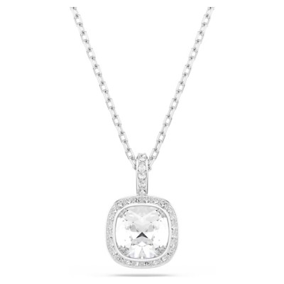 Swarovski Κολιέ Una Angelic Κοπή cushion, Λευκό, Επιμετάλλωση ροδίου 5754340