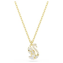 Swarovski Κολιέ Swan Κύκνος, Λευκό, Φινίρισμα με χρυσό 18 καρατίων 5754626