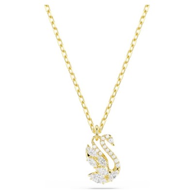 Swarovski Κολιέ Swan Κύκνος, Λευκό, Φινίρισμα με χρυσό 18 καρατίων 5754626