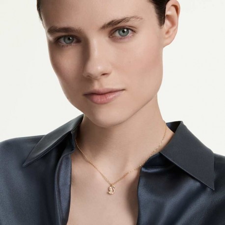 Swarovski Κολιέ Swan Κύκνος, Λευκό, Φινίρισμα με χρυσό 18 καρατίων 5754626 