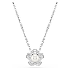 SWAROVSKI Κολιέ Ariana Grande x Swarovski Crystal pearl, Λουλούδι, Λευκό, Επιμετάλλωση ροδίου 5755817