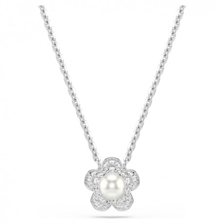 SWAROVSKI Κολιέ Ariana Grande x Swarovski Crystal pearl, Λουλούδι, Λευκό, Επιμετάλλωση ροδίου 5755817 