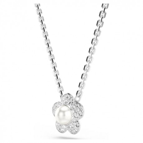 SWAROVSKI Κολιέ Ariana Grande x Swarovski Crystal pearl, Λουλούδι, Λευκό, Επιμετάλλωση ροδίου 5755817 